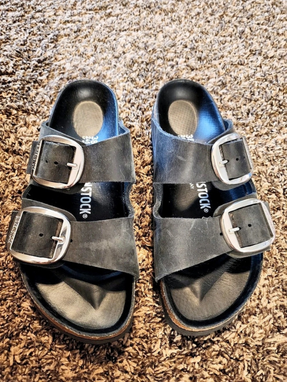 Birkenstock Arizona Big Buckle Oiled Leather Sandals Black EU 38